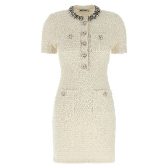 Self-Portrait Dresses & Skirts - Self-Portrait Mini Dress With Knit Tweed Texture And Crystal Accents - NWT